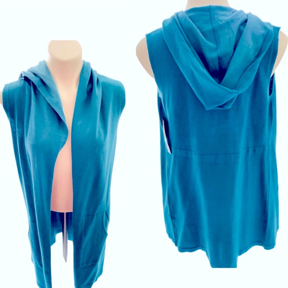 Women’s Hooded Sleeveless Long Vest Sweater Lightweight, Small NWT